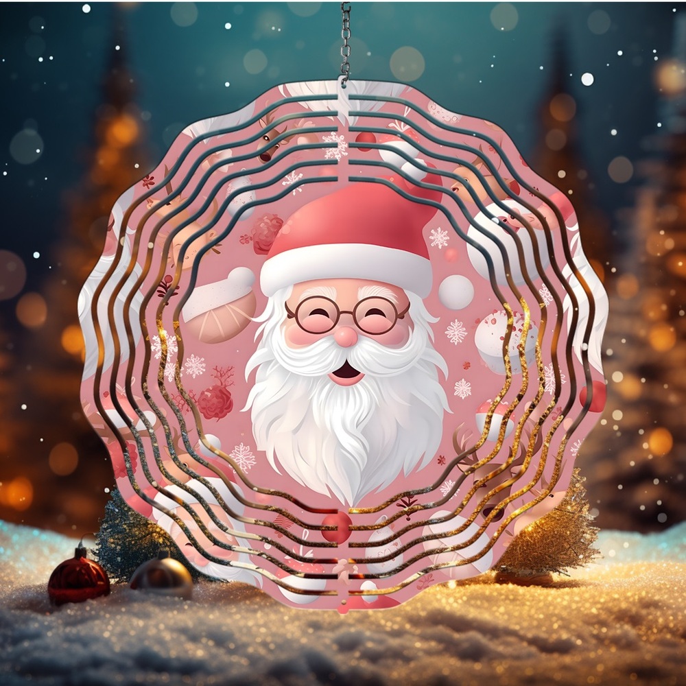 Handmade Santa Clause sublimated 8in wind spinner
